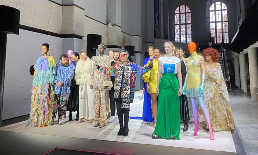 Models pose with designers Luke Sales and Anna Plunkett (left) Camilla Franks, Jordan Dalah, Jenny Kee, Bianca Spender, Alexandra and Genevieve Smart, and Julie Shaw at the Sydney Powerhouse Museum on 15 June, at the announcement of new State investment.