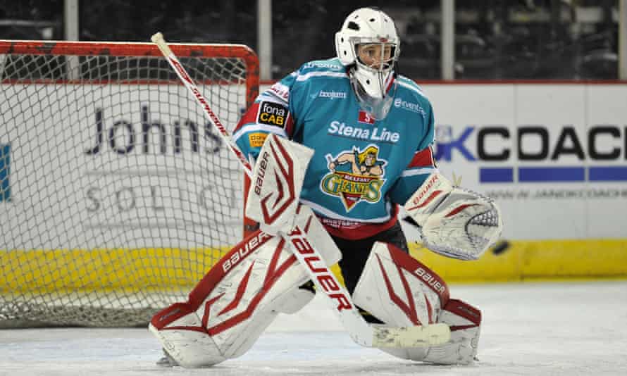 Andrew Dickson in goal for the Giants.