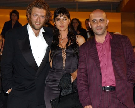 Vincent Cassel (left) Monica Bellucci and Argentinian director Gaspar Noé after the screening of Irréversible in 2002.