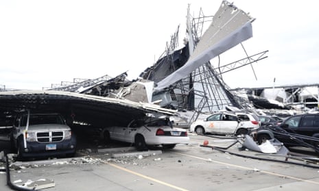 The collapsed warehouse in Edwardsville, Illinois. 