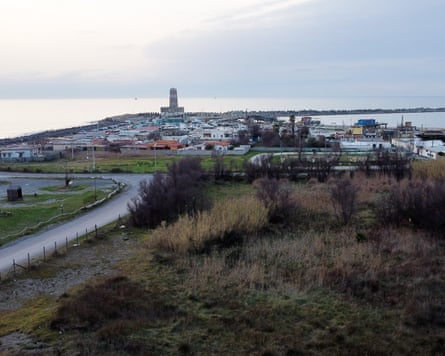 A view of the old lighthouse area of Isola Sacra, lighthouse in the far distance.