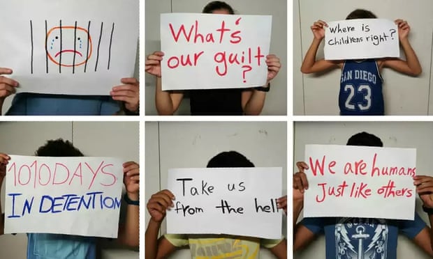 Picture of protesting detainee children on Nauru