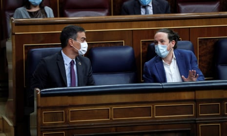 The Spanish prime minister, Pedro Sánchez, and Pablo Iglesias