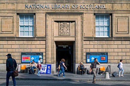The entrance to the National Library of Scotland on George IV Bridge, Edinburgh, Scotland.