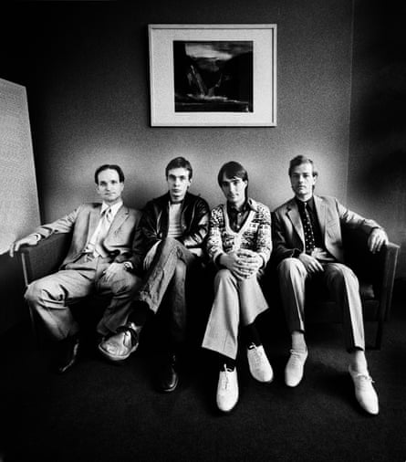 Kraftwerk in 1976, with Schneider, left.