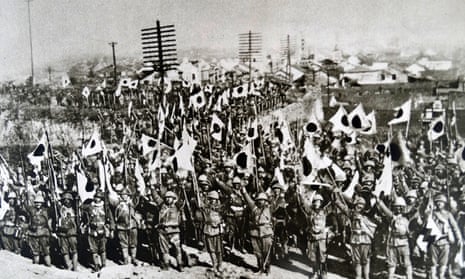 Japanese troops in Nanjing after the city's conquest, 1937. 