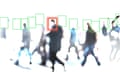 an illustration of facial recognition software being used on passers-by