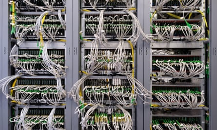 Detail of cable management on a data centre server room