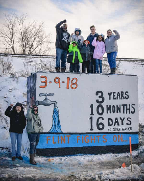 Citizen activists campaigning for clean water in Flint, Michigan in March 2018.