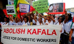 LEBANON-LABOUR-DEMO<br>Migrant domestic workers from various nationalities demonstrate in the northern suburbs of Beirut to protest against abuses and ask for law protection, on June 24, 2018.