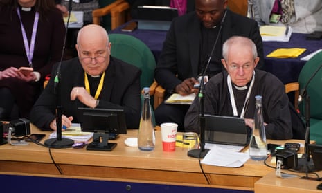 The archbishop of York, Stephen Cottrell (left), and the archbishop of Canterbury, Justin Welby, at the General Synod