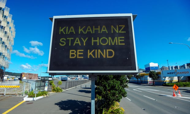 A Covid health warning during lockdown in Wellington, New Zealand, last year