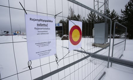 A closed crossing in Virolahti on Finland’s border with Russia