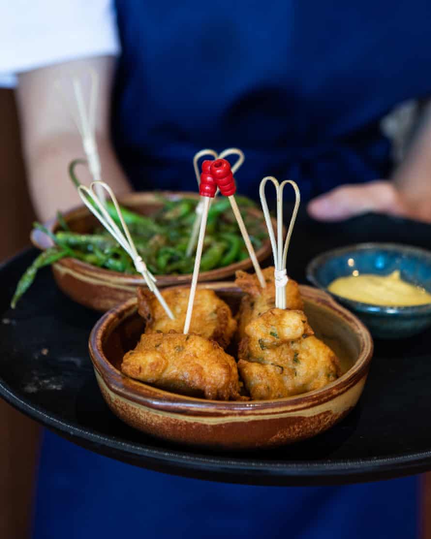Serve salt cod fritters with aioli at Pick Up Pintxos, Folkestone.
