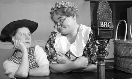 Far-off days: Betty Jumel as Betty Butterworth and Norman Evans as Fanny Fairbottom in the Over the Garden Wall radio show in October 1949.