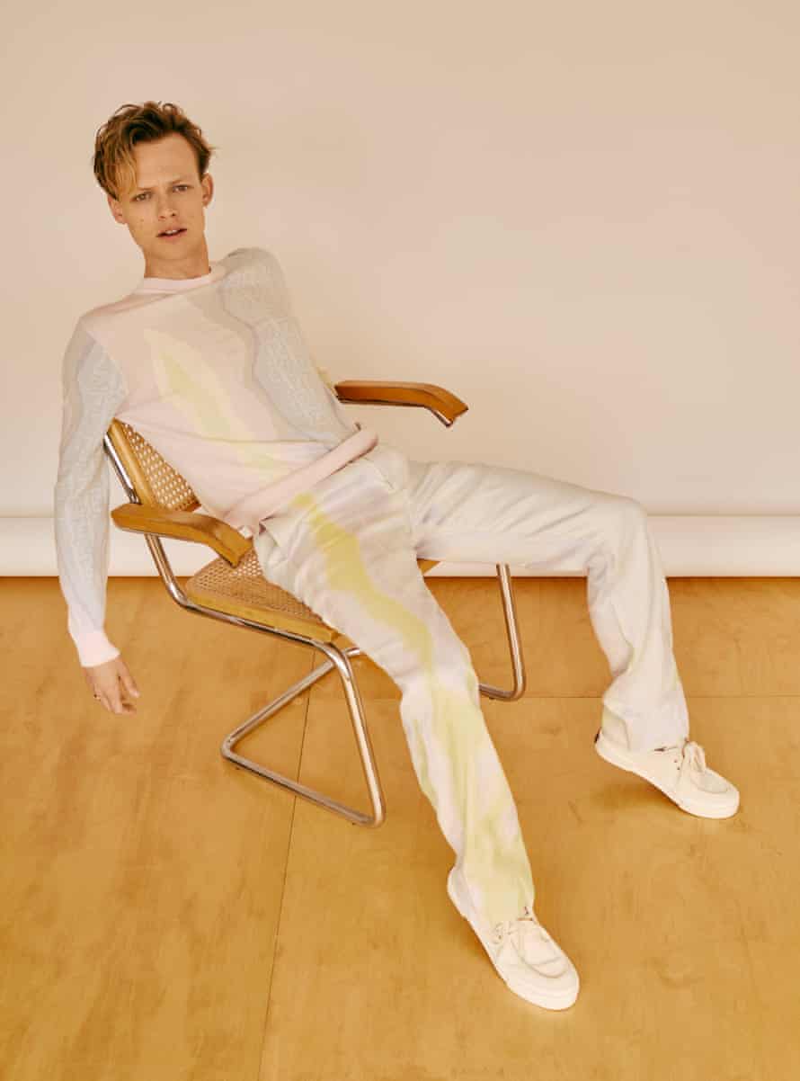 ‘My parents were like: Are you sure you want to go that hard for your audition?’: Anson Boon wears painted pastel jumper and trousers, both by fendi.com.