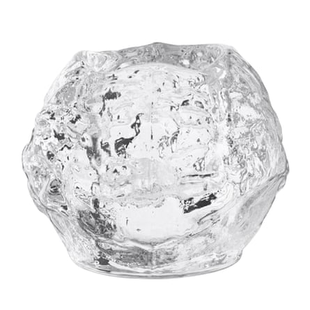 Transparent glass snowball shaped candle holder
