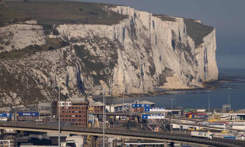 A lorry drives into the port of Dover