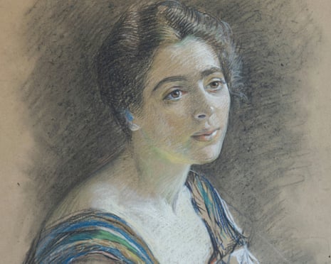 Detail from a portrait in pastels of Marie Nordlinger by Federico de Madrazo.