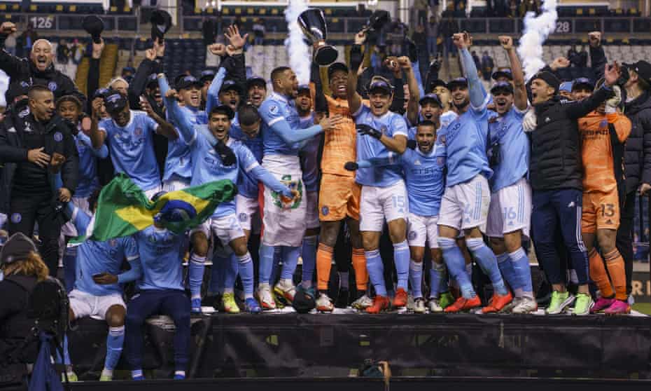 New York City FC celebrate reaching the MLS Cup final