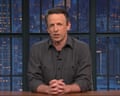 Seth Meyers on the set of his late-night talkshow