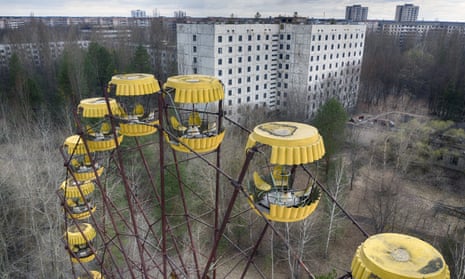 An abandoned carousel near Chernobyl nuclear power plant, Ukraine.