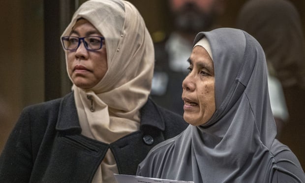 Noraini Abbas Milne, right, mother of 14-year-old mosque shooting victim, Sayyad, makes her victim impact statement