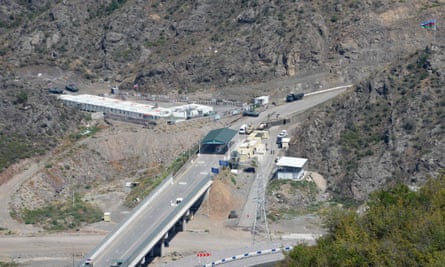 An Azerbaijani checkpoint at the entry of the Lachin corridor, the Armenian-populated breakaway Nagorno-Karabakh region’s only land link with Armenia