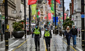 A photo from January shows Pplice patrolling the central shopping areas of Cardiff, Wales.