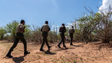 Four armed rangers seen from behind