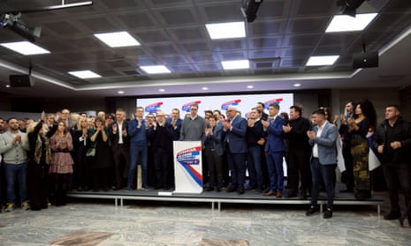 Serbian President Aleksandar Vucic speaks at Serbian Progressive Party (SNS) headquarters following exit polls results of the parliamentary election in Belgrade, Serbia, December 17, 2023.