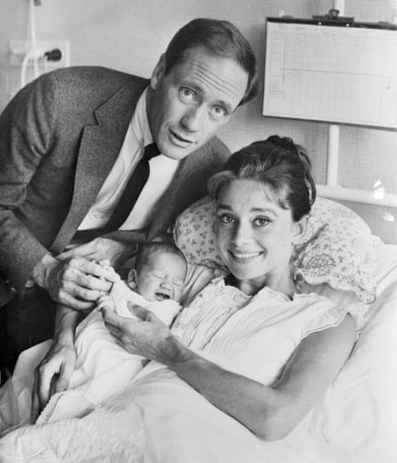 Audrey with her husband Mel Ferrer and two-day-old baby son Sean on 19 July 1960.