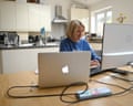 Woman working from home in a kitchen