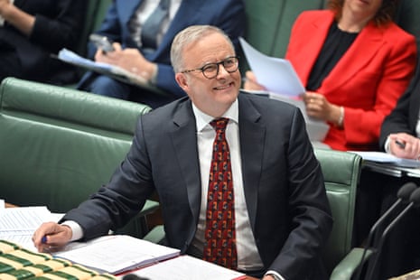 Anthony Albanese in the House of Representatives this afternoon
