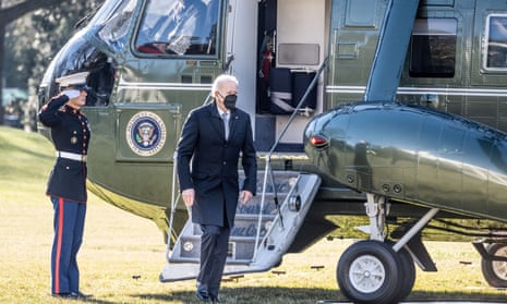 US president Joe Biden returns to the White House via Marine One on 20 December before his press secretary announced a staff member Biden had close contact with tested positive for Covid-19 earlier in the day.
