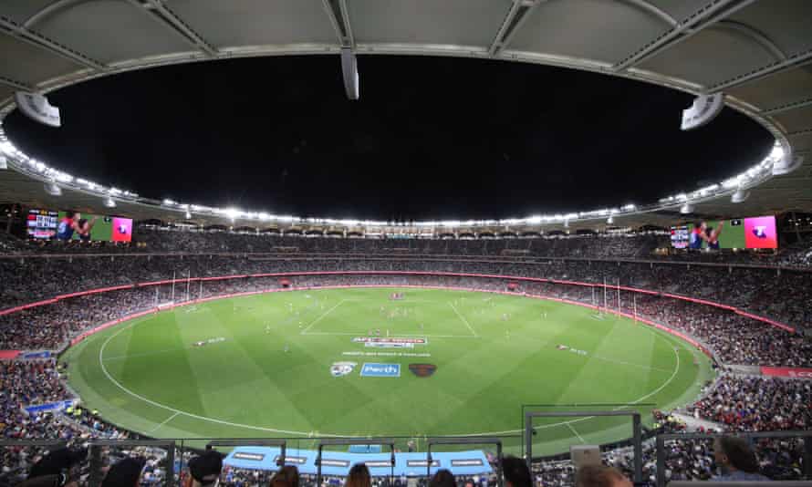Fans watch the Australian Football League grand final in Perth
