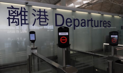 The departure gates at Hong Kong international airport.