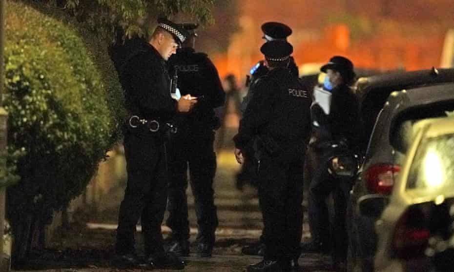 Armed police stand outside an address in Rutland Avenue in Sefton Park, after an explosion at Liverpool Women’s Hospital killed one person and injured another on the morning of Sunday 14 November, 2021.
