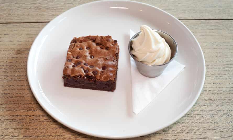 ‘Childhood favourites at Michelin-starred taste levels’: brownie and ice-cream.