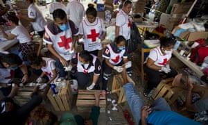 Red Cross volunteers in Arriaga, Mexico on 26 October 2018. 