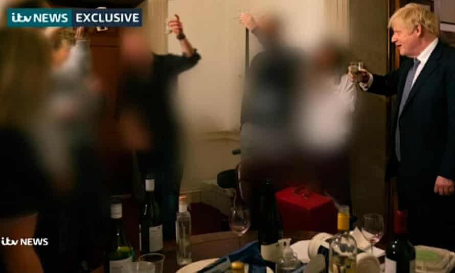 ITV screengrab of party attended by Boris Johnson
