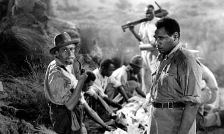 Movie star: Robeson, right, with Sir Cedric Hardwicke in the 1937 film King Solomon’s Mines.