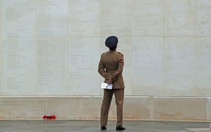 A soldier at the National Memorial Arboretum at Alrewas, in Staffordshire