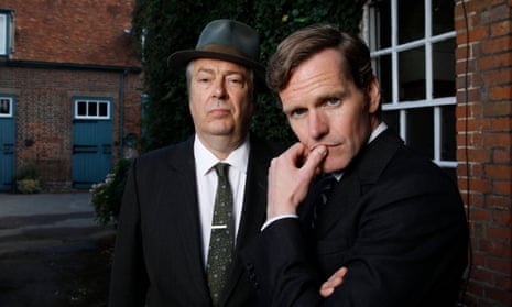 Delicate eviscerations … Roger Allam as DCI Fred Thursday and Shaun Evans as DS Endeavour Morse.