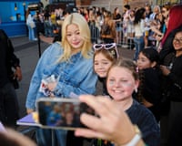 Yoonchae Jeung of girl group Katseye meets fans outside Luna Park in Sydney