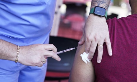 A nurse administers a monkeypox vaccine