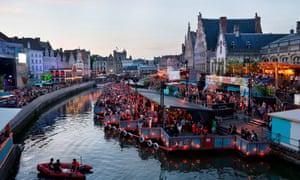 Centre of town durin g Gentâs summer festival Klankfest. Lots of events taking place by the river.
