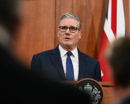 Britain’s prime minister Keir Starmer speaks during a press conference
