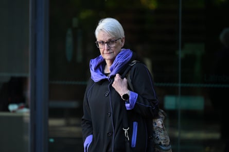 Witness Christine McKenzie departs the court in Morwell, Victoria