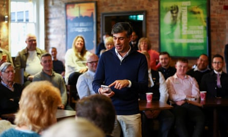 Rishi Sunak meets voters at the Queens Hotel in Maltby, South Yorkshire, last week.